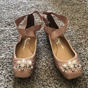 Jessica Simpson Pink Ballet Flats w/ Jewels